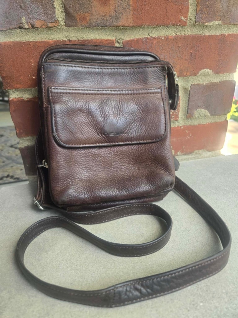 Chocolate Brown Fossil Crossbody